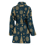 Gold Snowflake Chirstmas Pattern Women Bathrobe