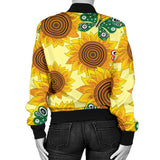 Sunflower Butterfly Pattern Women Bomber Jacket