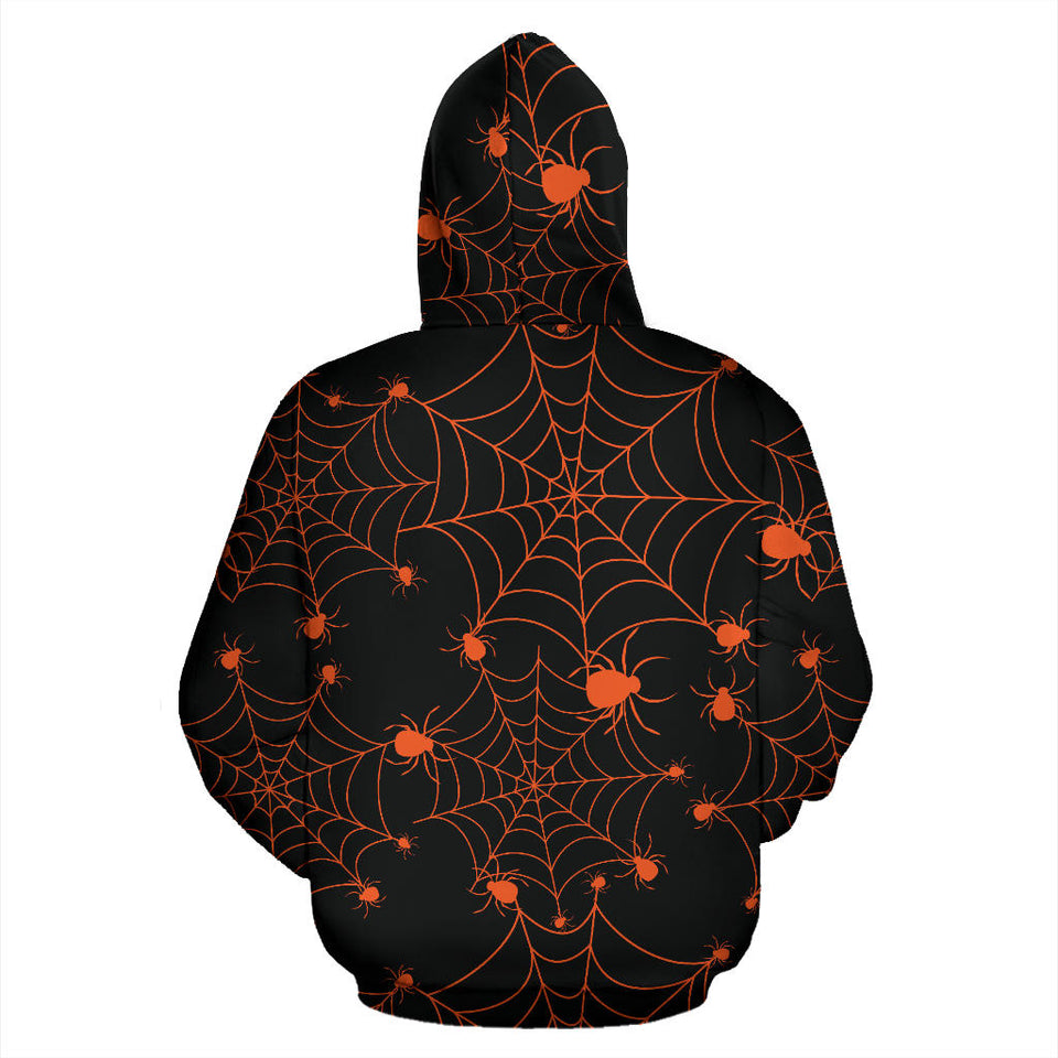 Orange Cobweb Spider Web Pattern Men Women Pullover Hoodie