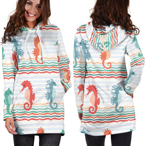 Seahorse Pattern Theme Women Hoodie Dress