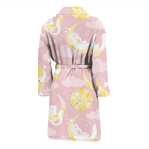 Moon Sleeping Cat Pattern Men Bathrobe