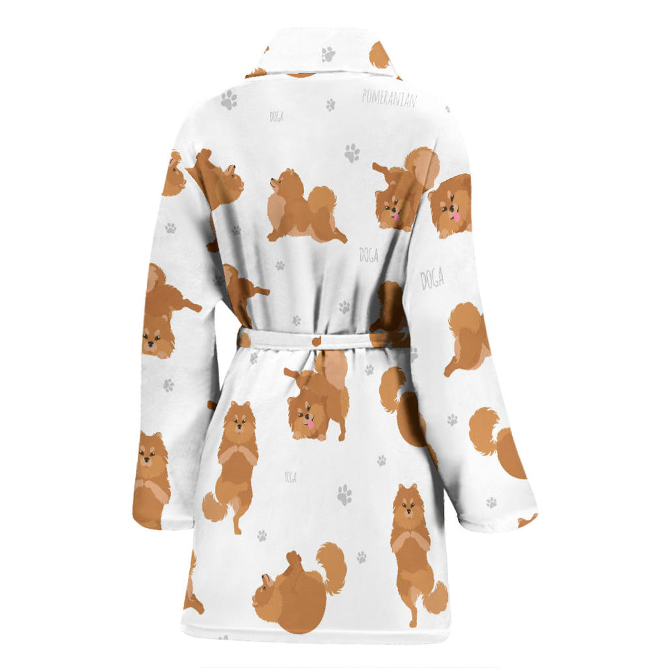 Pomeranian Yoga Pattern Women Bathrobe