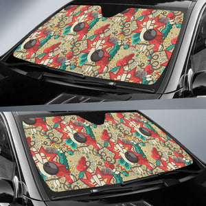 Bowling Pattern Background Car Sun Shade