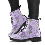 Lavender Pattern Background Leather Boots