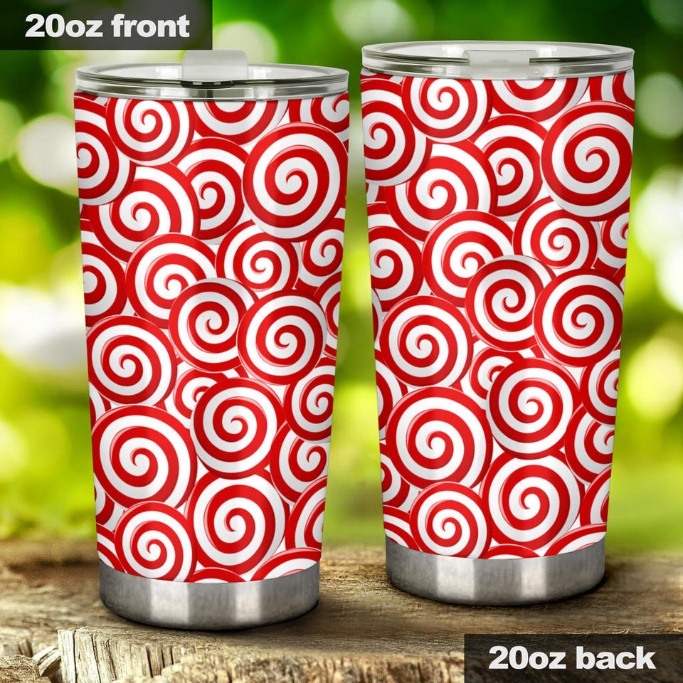 Red and White Candy Spiral Lollipops Pattern Tumbler