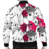 Horse Head Rose Pattern Men Bomber Jacket