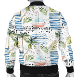 Sailboat Pattern Theme Men Bomber Jacket