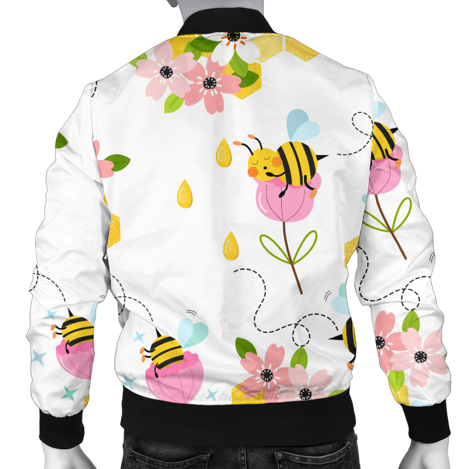 Cute Bee Pattern Men Bomber Jacket