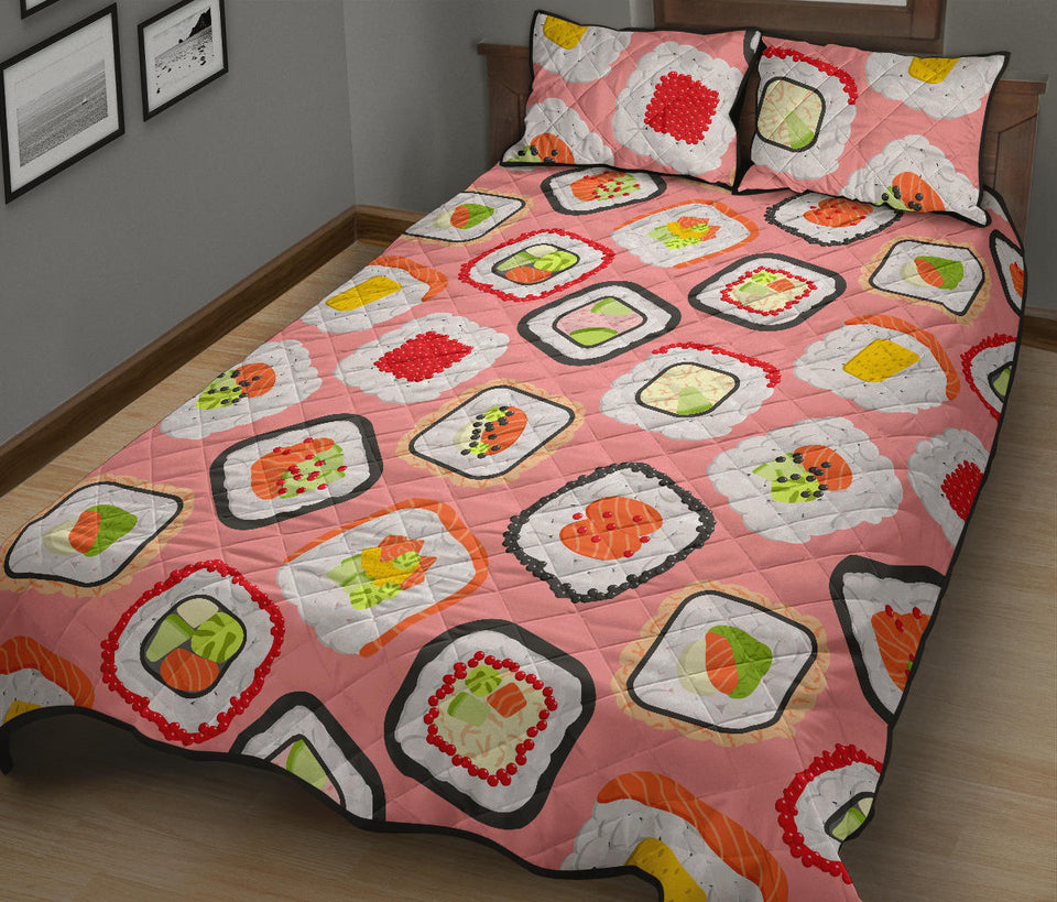 Sushi Roll Pattern Quilt Bed Set