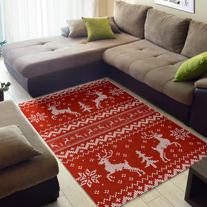 Deer Sweater Printed Red Pattern Area Rug