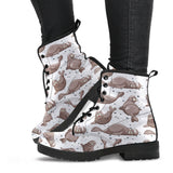 Sea Lion Pattern Background Leather Boots