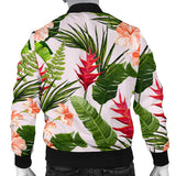 Heliconia Hibiscus Leaves Pattern Men Bomber Jacket