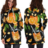 Orange Ice Orance Juice Pattern Women Hoodie Dress