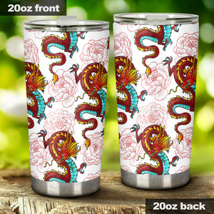 Red Dragon Hibiscus Pattern Tumbler