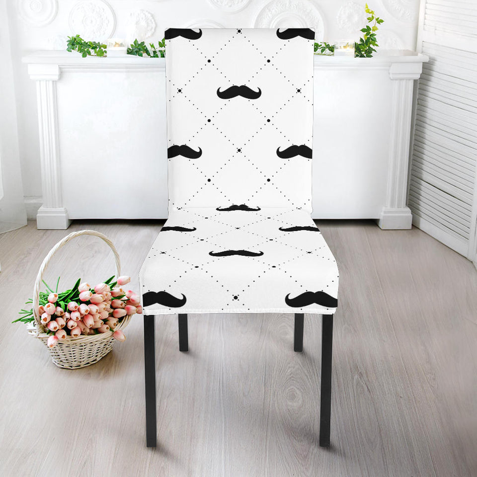 Mustache Beard Pattern Print Design 04 Dining Chair Slipcover