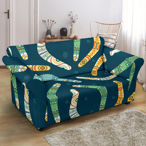 Boomerang Aboriginal Pattern Dark Background Loveseat Couch Slipcover