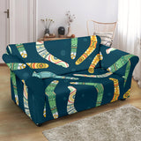 Boomerang Aboriginal Pattern Dark Background Loveseat Couch Slipcover