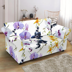 Orchid Pattern Background Loveseat Couch Slipcover