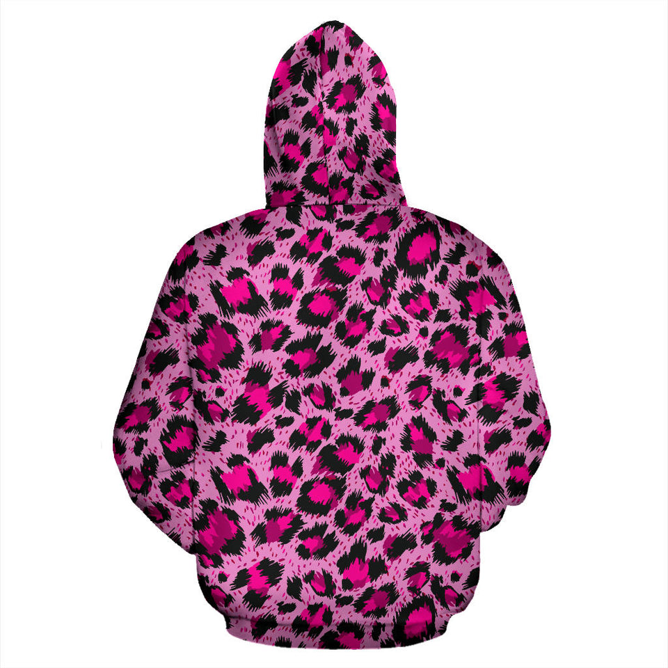 Pink Leopard Skin texture Pattern Men Women Pullover Hoodie