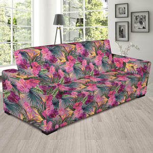 Hibiscus Pattern Print Design 03 Sofa Slipcover