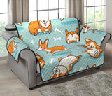 Cute Corgi Pattern Loveseat Couch Cover Protector