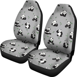 Panda Pattern Background Grey Universal Fit Car Seat Covers
