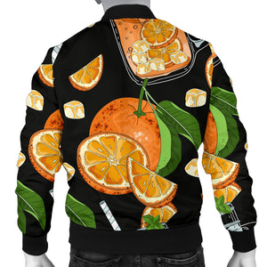 Orange Ice Orance Juice Pattern Men Bomber Jacket