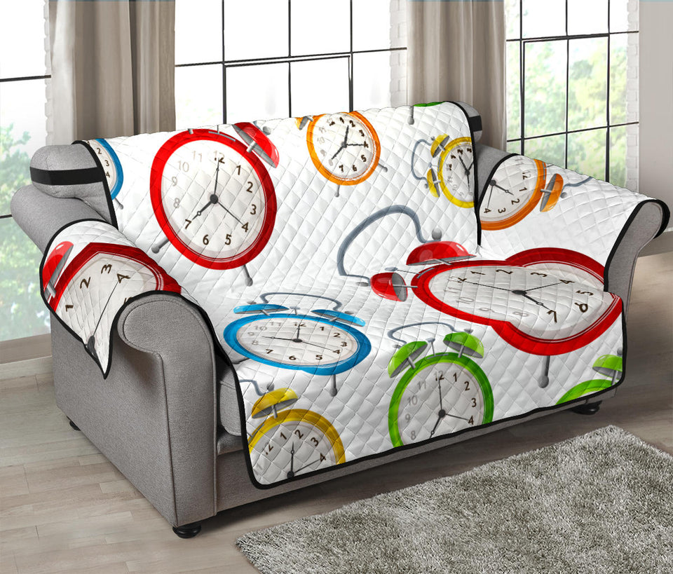 Colorful Clock Pattern Loveseat Couch Cover Protector