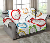 Colorful Clock Pattern Loveseat Couch Cover Protector