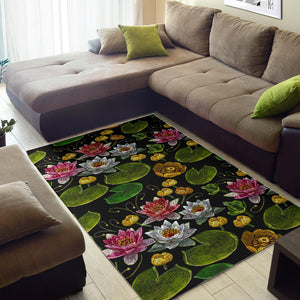 Lotus Waterlily Flower Pattern Background Area Rug