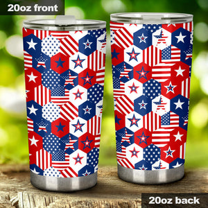 USA Star Hexagon Pattern Tumbler