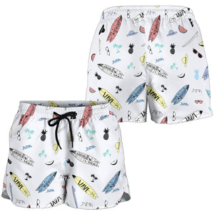 Surfboard Pattern Print Design 01 Women Shorts