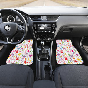 Music Notes Pattern Print Design 04 Front and Back Car Mats