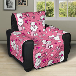 Poodle Pink Heart Pattern Recliner Cover Protector