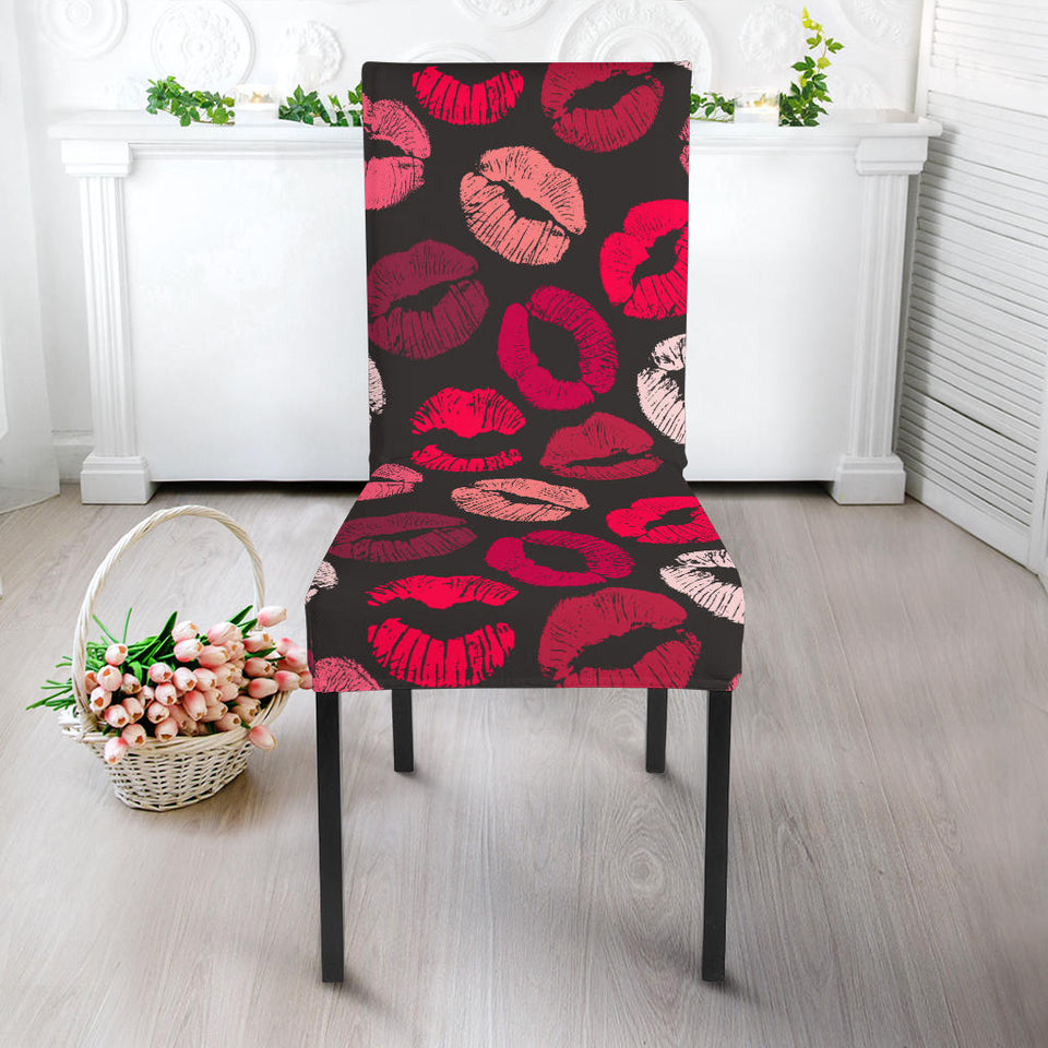 Lips Pattern Print Design 02 Dining Chair Slipcover