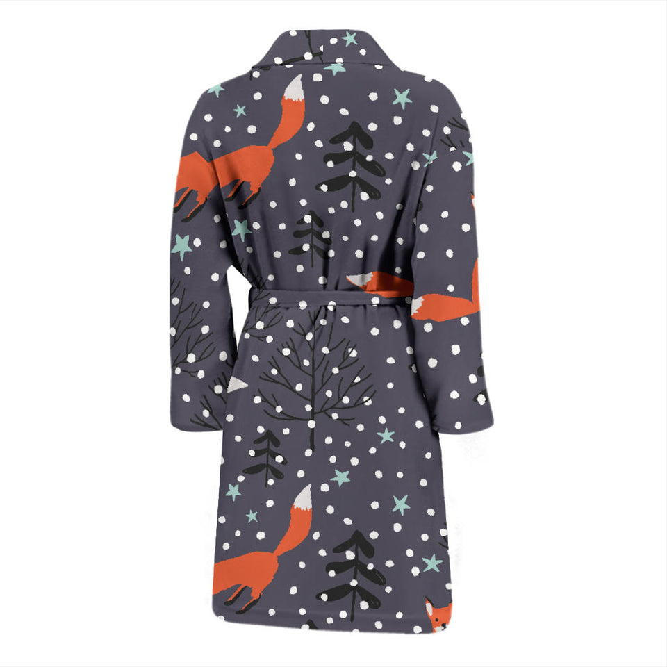 Fox Snow Winter Pattern Men Bathrobe