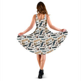 Skate Board Pattern Print Design 01 Sleeveless Midi Dress