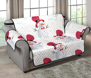 Cute Snowman Pattern Loveseat Couch Cover Protector