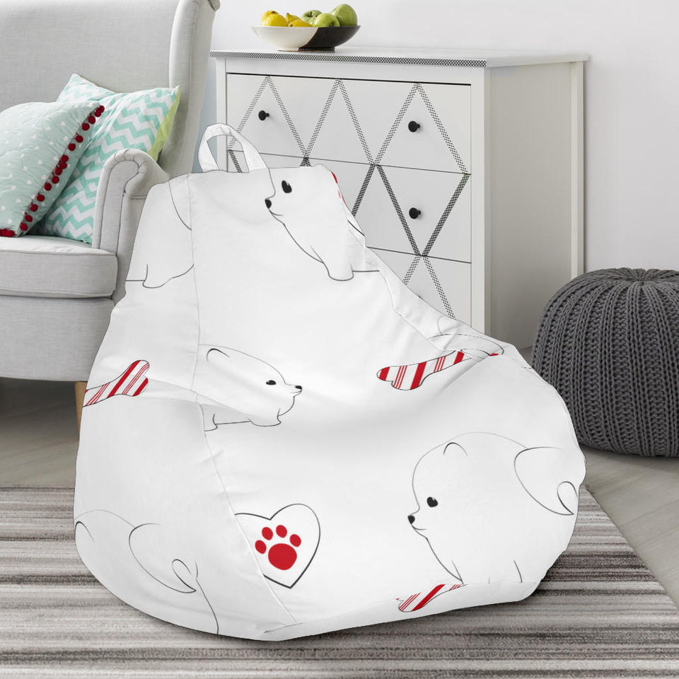 White Pomeranian Pattern Bean Bag Cover