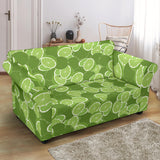 Lime Pattern Background Loveseat Couch Slipcover