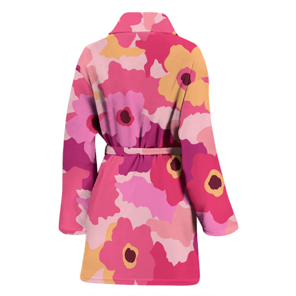 Pink Camo Camouflage Flower Pattern Women Bathrobe
