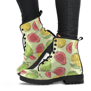 Guava Pattern Background Leather Boots