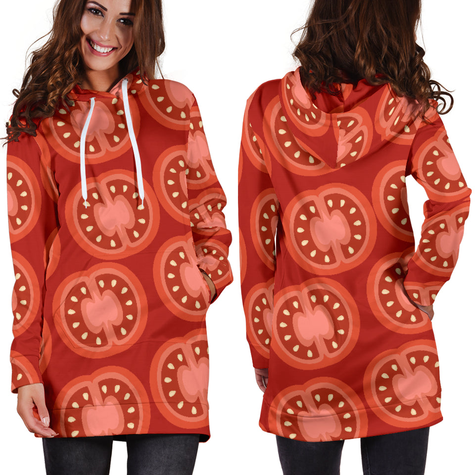 Sliced Tomato Pattern Women Hoodie Dress