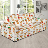 Christmas Corgi Pattern Background Sofa Slipcover