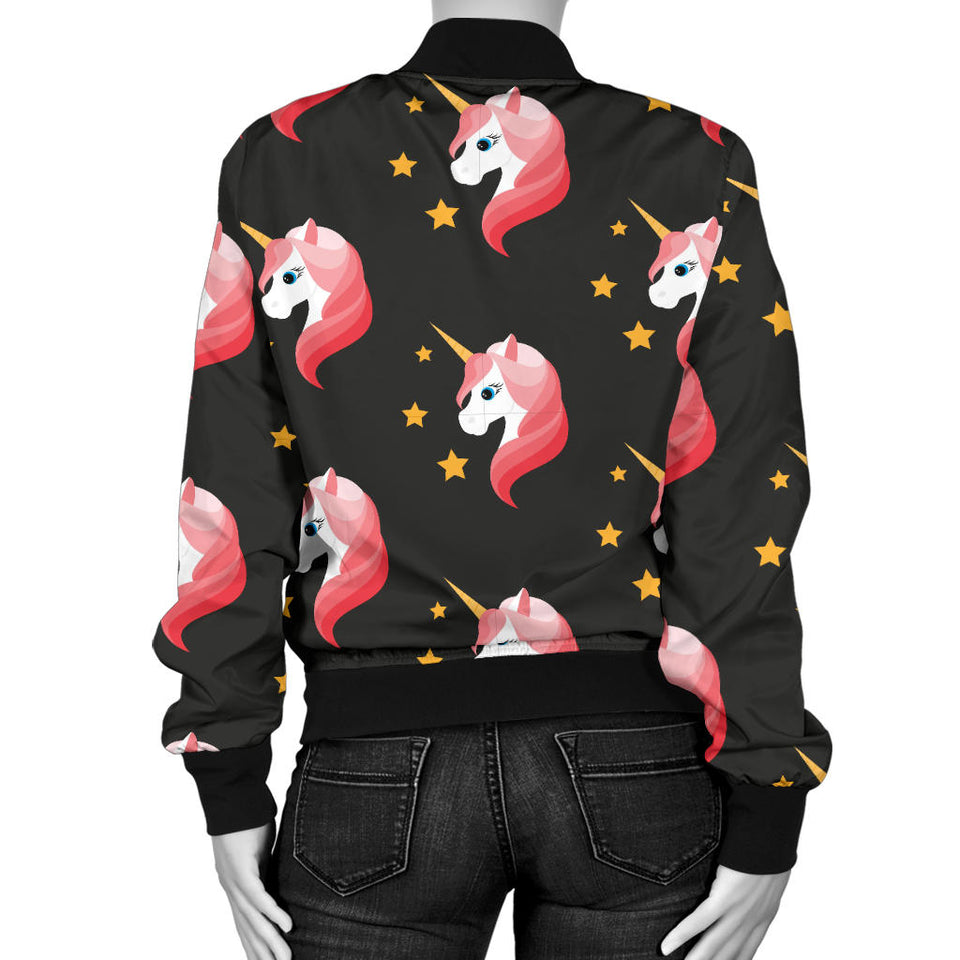 Unicorn Star Pattern Women Bomber Jacket