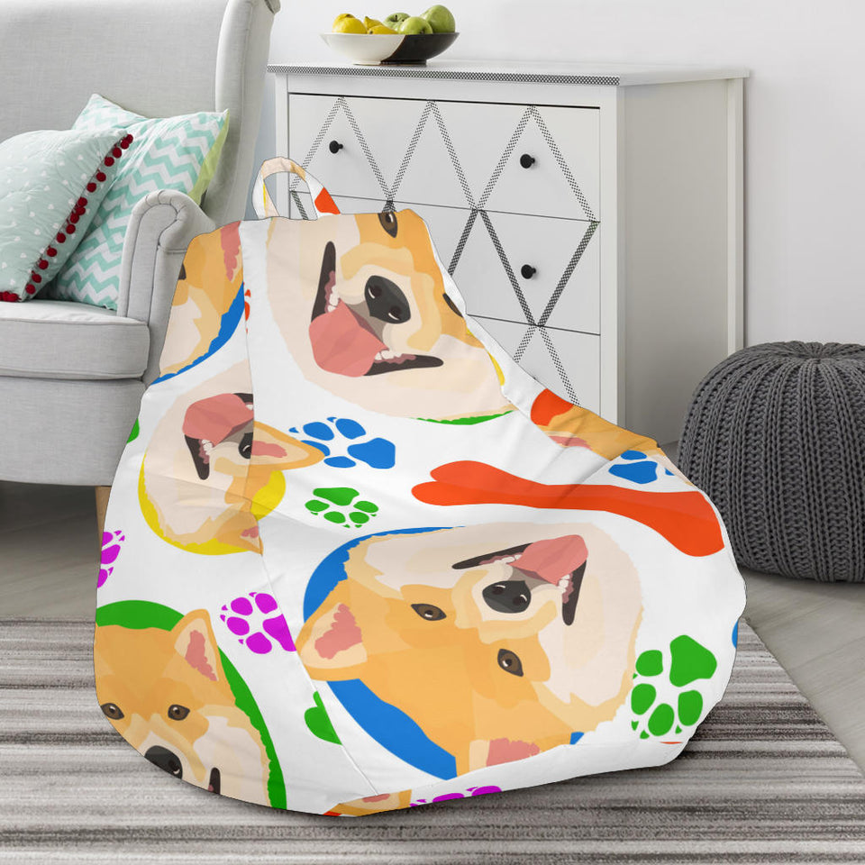 Shiba Inu Paw Bone Pattern Bean Bag Cover