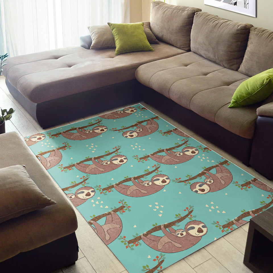 Sloth Mom and baby Pattern Area Rug