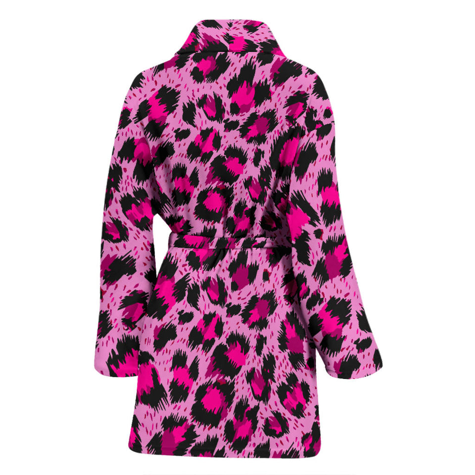 Pink Leopard Skin texture Pattern Women Bathrobe