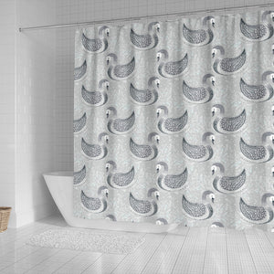 Swan Gray Pattern Shower Curtain Fulfilled In US