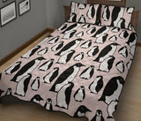 Penguin Pattern Background Quilt Bed Set